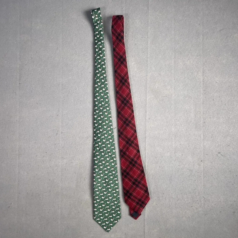 Lot (2) Men Ties‎ LL Bean And Vineyard Vines Winter Christmas